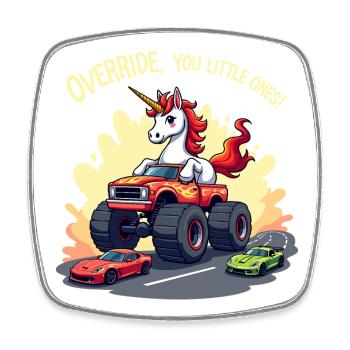 Monster Truck Licorne - Magnet carré - blanc - Devant