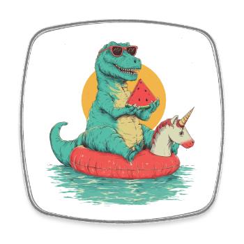 T-rex chilling - Viereckiger Kühlschrankmagnet - Weiß - Vorne
