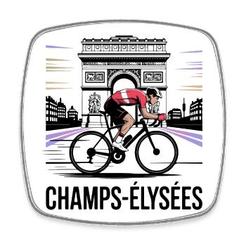 Final sprint on the Champs-Élysées - Cycling - Square fridge magnet - white - Front
