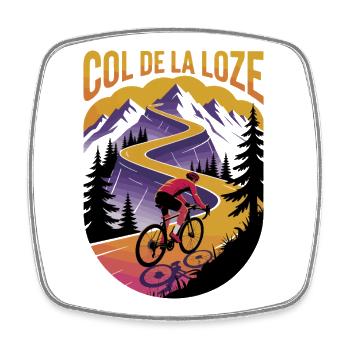 Col de la Loze – Intense alpine cycling - Square fridge magnet - white - Front