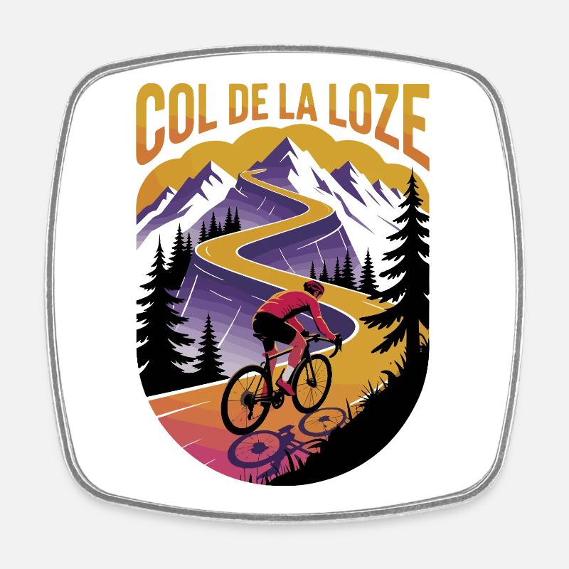 Col de la Loze – Cyclisme alpin intense - Magnet carré - blanc