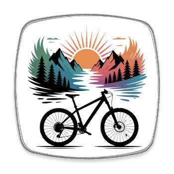 Sunset Ridge Fahrradpanorama - Viereckiger Kühlschrankmagnet - Weiß - Vorne