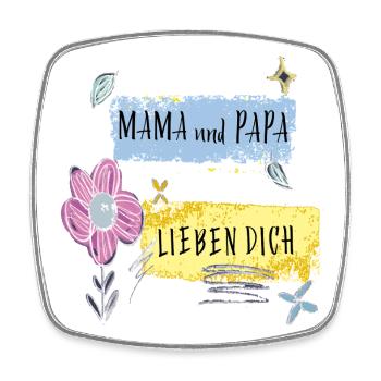 Mama und Papa lieben dich - Viereckiger Kühlschrankmagnet - Weiß - Vorne