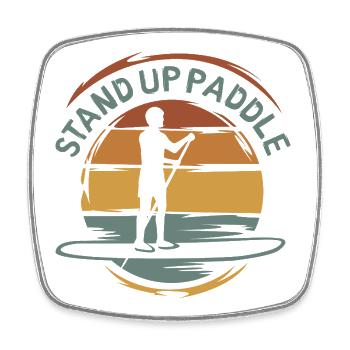 stand up paddle vintage - Water Sports Team Club - Magnet carré - blanc - Devant