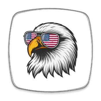 with flag in glasses - Square fridge magnet - white - Front