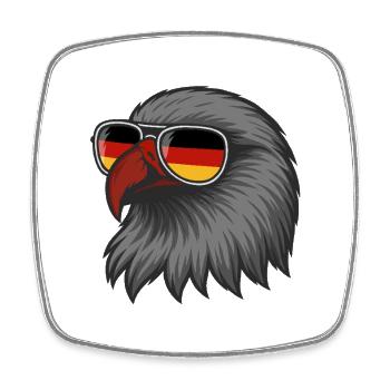 Aigle allemand avec drapeau dans des lunettes DE - Magnet carré - blanc - Devant