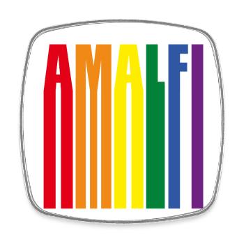 Amalfi Regenbogen Pride Geschenk - Viereckiger Kühlschrankmagnet - Weiß - Vorne