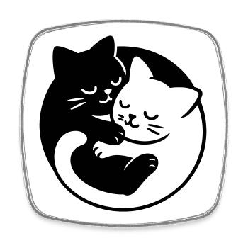 Yin-Yang Cats - Square fridge magnet - white - Front