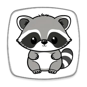 Raccoon - Square fridge magnet - white - Front