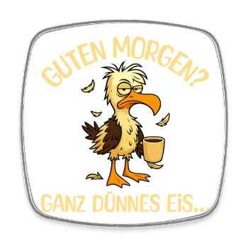 Mouette du matin avec café - Magnet carré - blanc - Devant