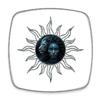 Mystical Connection: The Mystical Woman and the Lion - Square fridge magnet - white - Front