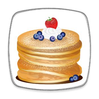 Goldbraune Pancakes mit Beeren und Sahne Motiv - Viereckiger Kühlschrankmagnet - Weiß - Vorne