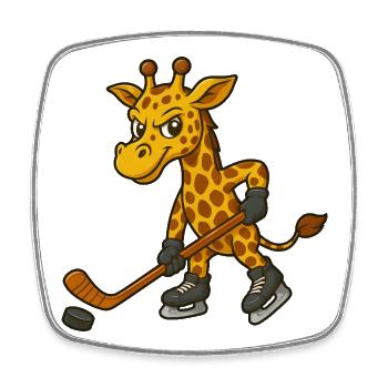 Giraffe Playing Hockey Hockey Man Sportsman Courage - Square fridge magnet - white - Front