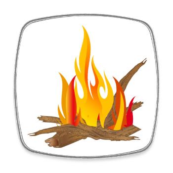 Campfire illustration with logs & flames - Square fridge magnet - white - Front