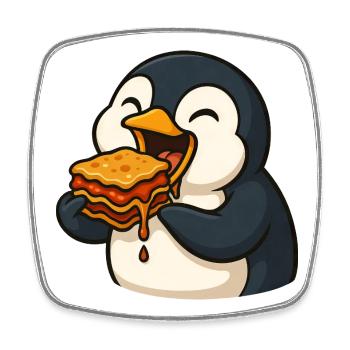 Mignon délice alimentaire de lasagne pingouin - Magnet carré - blanc - Devant