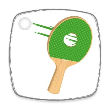 Raquette de tennis de table avec trou – puissante et amusante - Magnet carré - blanc - Devant