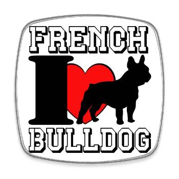 French Bulldog .............................. - Viereckiger Kühlschrankmagnet - Weiß - Vorne