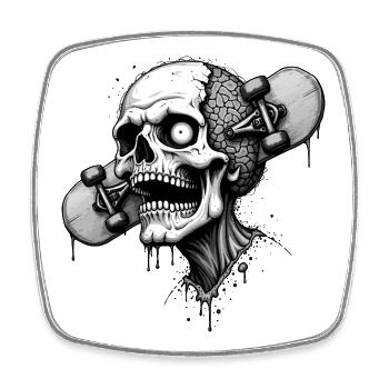 Skate Zombie - Viereckiger Kühlschrankmagnet - Weiß - Vorne