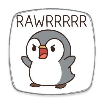 Cute Penguin Costume Roar Cartoon Chibi - Square fridge magnet - white - Front