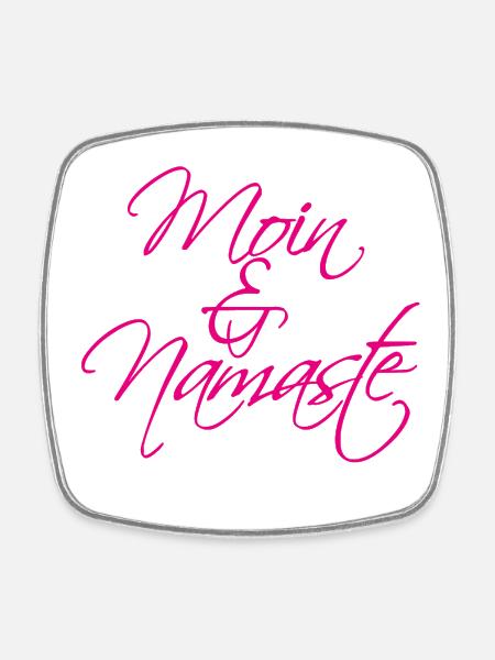 Moin & Namaste, magenta - Square fridge magnet - white