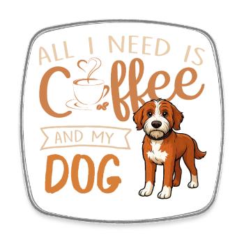 Café, chien et moi - Magnet carré - blanc - Devant