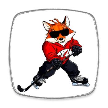 Eishockey Fuchs - Viereckiger Kühlschrankmagnet - Weiß - Vorne