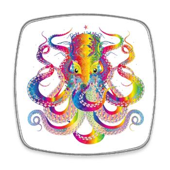 colorful octopus and many details - Square fridge magnet - white - Front