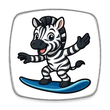 Cooles Zebra Surfer Strand Outfit Schwimmer Kids - Viereckiger Kühlschrankmagnet - Weiß - Vorne
