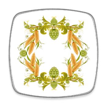 Cadre houblon avec épis de maïs – motif amateur de bière - Magnet carré - blanc - Devant