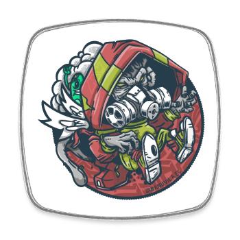 Red-Helmeted Astronaut Zombie - Square fridge magnet - white - Front