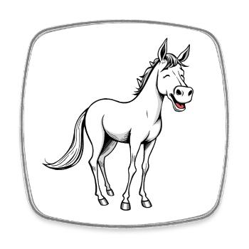Lustiges Pferd - Viereckiger Kühlschrankmagnet - Weiß - Vorne