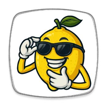Cool Cartoon Citron avec des lunettes de soleil Drôle - Magnet carré - blanc - Devant
