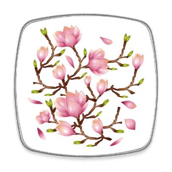 Exotische Magnolienblüten Illustration - Viereckiger Kühlschrankmagnet - Weiß - Vorne