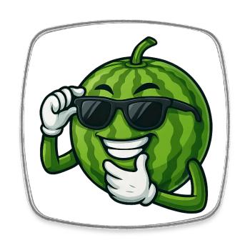 Coole Wassermelone mit Sonnenbrille Cartoon Sommer - Viereckiger Kühlschrankmagnet - Weiß - Vorne