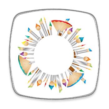 Artist brush frames – colourful & creative - Square fridge magnet - white - Front