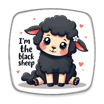 I'm the Black Sheep – und stolz drauf! - Viereckiger Kühlschrankmagnet - Weiß - Vorne