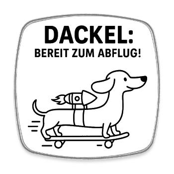 Dackel Dachshund Skateboard Rakete Line Art - Viereckiger Kühlschrankmagnet - Weiß - Vorne