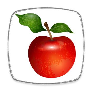 Leuchtend roter Apfel mit Blättern Illustration - Viereckiger Kühlschrankmagnet - Weiß - Vorne