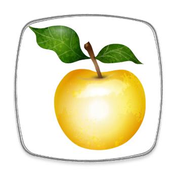 Golden apple with green leaves illustration - Square fridge magnet - white - Front