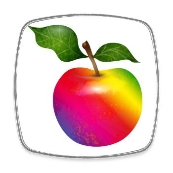 Colorful Rainbow Apple with Leaves Illustration - Square fridge magnet - white - Front