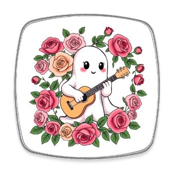 Ghost joue de la guitare - Magnet carré - blanc - Devant