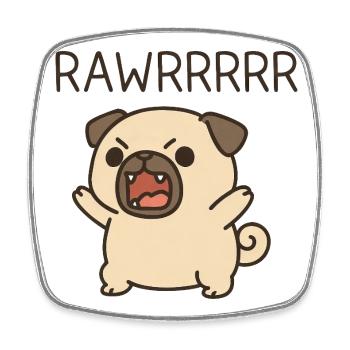 Mignon Carlin Chien Dessin Animé Costume Roar Rawr - Magnet carré - blanc - Devant