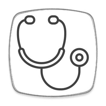 Logo-Symbol für medizinisches Stethoskop - Viereckiger Kühlschrankmagnet - Weiß - Vorne