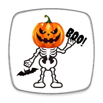HOU! Squelette de citrouille - Drôle d’effrayant d’Halloween - Magnet carré - blanc - Devant