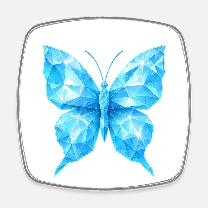 Papillon en diamant | Élégance géométrique - Magnet carré - blanc