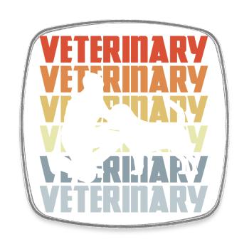 Vintage Vet - Square fridge magnet - white - Front