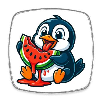 Cute Penguin Melon Fruit Cartoon Arctic Fruit - Square fridge magnet - white - Front