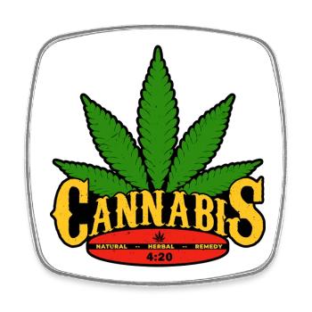 Cannabis Blatt Retro Abzeichen Design - Viereckiger Kühlschrankmagnet - Weiß - Vorne