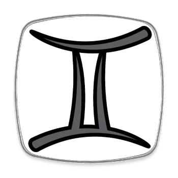 Geimini Zodiac Sign Symbol Black & Gray - Square fridge magnet - white - Front
