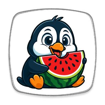 Süßer Pinguin mit Wassermelone Cartoon Obst Arktis - Viereckiger Kühlschrankmagnet - Weiß - Vorne